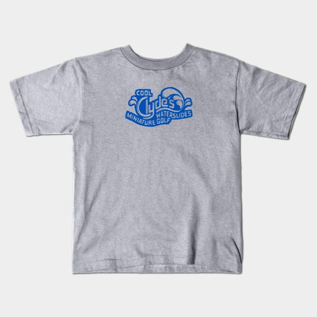 Cool Clyde's Waterslide BLUE Kids T-Shirt by TopCityMotherland